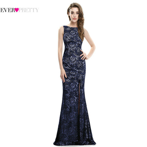 Mermaid Evening Dress Ever Pretty EP08859  2017 Long Sexy Sleeveless Split Formal Celebrity Lace Evening Gown Dresses