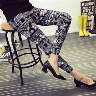 Hot 2017 Print Flower Leggings Leggins Plus Size Legins Guitar Plaid Thin Nine Pant Fashion Women Clothing aptitud Trousers K092