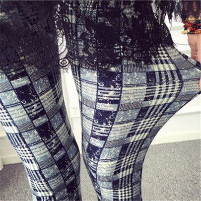 Hot 2017 Print Flower Leggings Leggins Plus Size Legins Guitar Plaid Thin Nine Pant Fashion Women Clothing aptitud Trousers K092