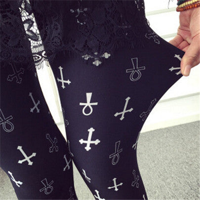 Hot 2017 Print Flower Leggings Leggins Plus Size Legins Guitar Plaid Thin Nine Pant Fashion Women Clothing aptitud Trousers K092