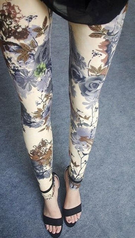 Hot 2017 Print Flower Leggings Leggins Plus Size Legins Guitar Plaid Thin Nine Pant Fashion Women Clothing aptitud Trousers K092