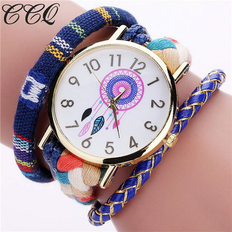 CCQ Brand Handmade Braided Women Dreamcatcher Watch Fashion Rope Ladies Quarzt Wrist Watches Relogio Feminino 2081