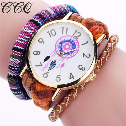 CCQ Brand Handmade Braided Women Dreamcatcher Watch Fashion Rope Ladies Quarzt Wrist Watches Relogio Feminino 2081