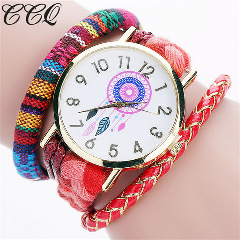 CCQ Brand Handmade Braided Women Dreamcatcher Watch Fashion Rope Ladies Quarzt Wrist Watches Relogio Feminino 2081