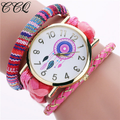 CCQ Brand Handmade Braided Women Dreamcatcher Watch Fashion Rope Ladies Quarzt Wrist Watches Relogio Feminino 2081