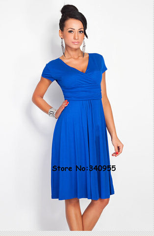 Women Dresses Summer Casual New Fashion Hot Sale V-neck Short Sleeve Party Dresses Size S M L XL XXL XXXL Plus Size