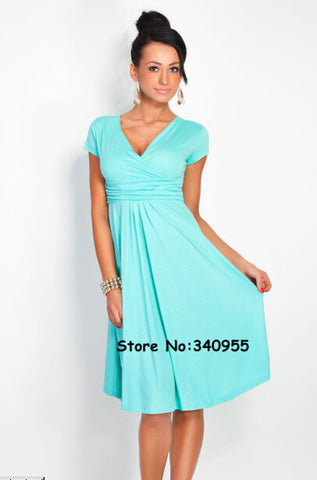 Women Dresses Summer Casual New Fashion Hot Sale V-neck Short Sleeve Party Dresses Size S M L XL XXL XXXL Plus Size