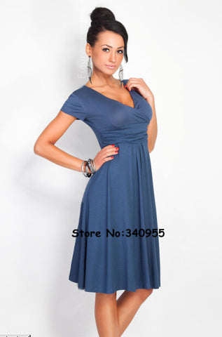 Women Dresses Summer Casual New Fashion Hot Sale V-neck Short Sleeve Party Dresses Size S M L XL XXL XXXL Plus Size