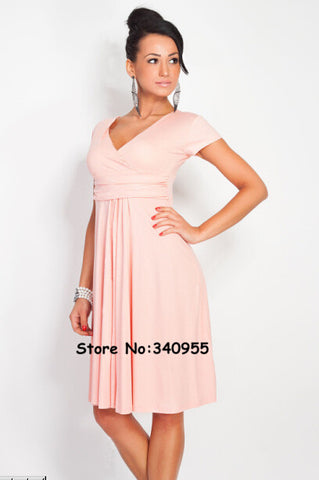 Women Dresses Summer Casual New Fashion Hot Sale V-neck Short Sleeve Party Dresses Size S M L XL XXL XXXL Plus Size