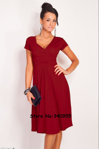 Women Dresses Summer Casual New Fashion Hot Sale V-neck Short Sleeve Party Dresses Size S M L XL XXL XXXL Plus Size