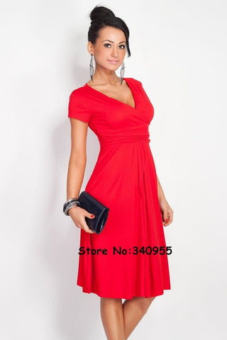 Women Dresses Summer Casual New Fashion Hot Sale V-neck Short Sleeve Party Dresses Size S M L XL XXL XXXL Plus Size