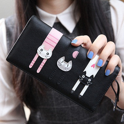2017 New Fashion Envelope Women Wallet Cat Cartoon Wallet Long Creative Female Card Holder  PU wallet coin purses Girls