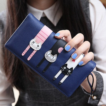 2017 New Fashion Envelope Women Wallet Cat Cartoon Wallet Long Creative Female Card Holder  PU wallet coin purses Girls