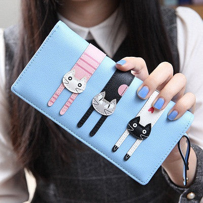 2017 New Fashion Envelope Women Wallet Cat Cartoon Wallet Long Creative Female Card Holder  PU wallet coin purses Girls