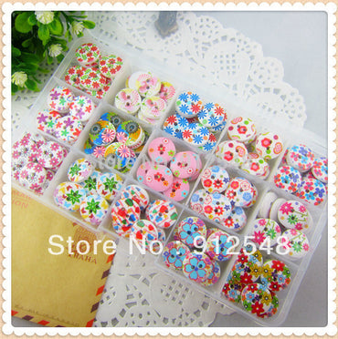 15 style mix , 225 pcs , Print 2 Holes Wooden Buttons 15mm Sewing Scrapbooking Crafts,Clothing accessories,JBT60...