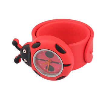 2017 Hot Sell Red  Flap ring Digital Slap Watch Cute Coccinella Septempunctata Slap Watches for Kids Birthday Gift   LL