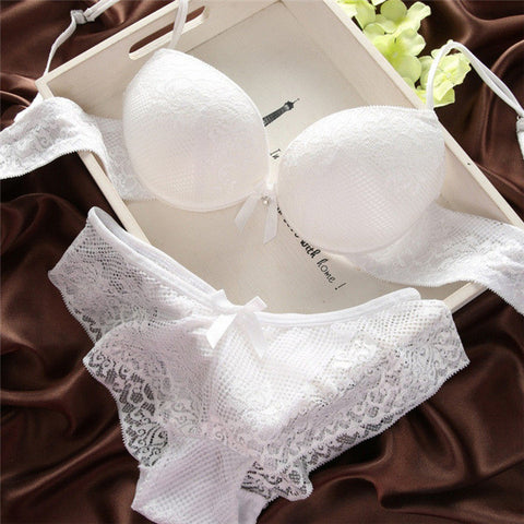 Women Sexy Solid Bra Lace Bra&Panty Set Cotton Embroidery Underwear Lingerie Sets Corset Underpants Women Nipple Cover