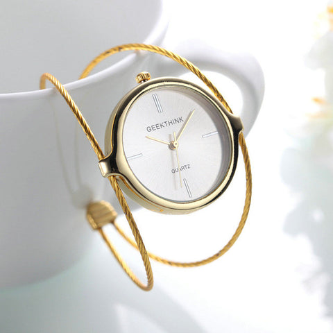 GEEKTHINK Metropolitan Fashion Luxury Brand Quartz Watch Women Bracelet Ladies Rose Gold Girls female steel band casual New