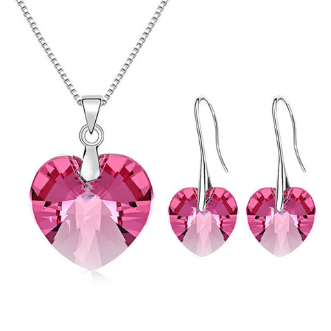 2017 Original Crystals From SWAROVSKI XILION Heart Pendant Necklaces Earrings Jewelry Sets For Women Girls Women's Day