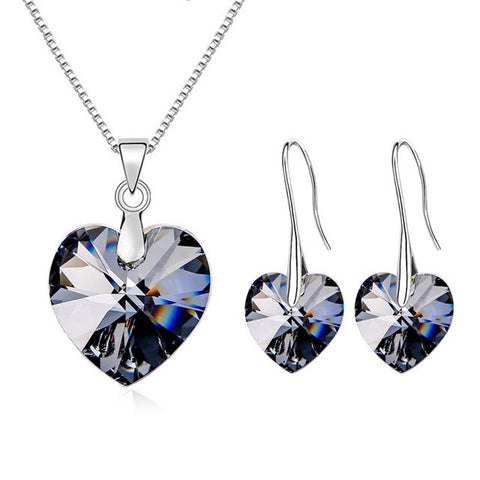 2017 Original Crystals From SWAROVSKI XILION Heart Pendant Necklaces Earrings Jewelry Sets For Women Girls Women's Day