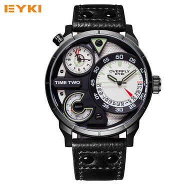 EYKI Super Big Multilayer Stereoscopic Dial Two Time Zone Display Fashion Sport Watch Men Waterproof Luminous Luxury Brand Watch