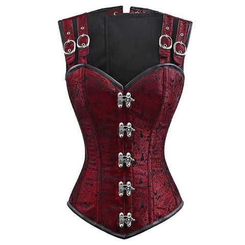 NEFUTRY Sexy Black Gothic Corset Overbust Steampunk Clothing Corsets and Bustiers Strap Bustier Gothic Retro Corselet Espartilho