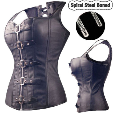 Black Spiral Steel Boned Steampunk Overbust Corset Bustier Top Dress SEXY G-string Lingerie Women Corsets Plus Size S-6XL
