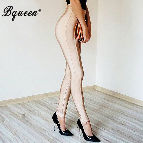 Bqueen 2017 New Sexy Elastic Waist Long Bandage Women Leggings Fashion Bodycon Trousers Party Pencil Pants With Zippers