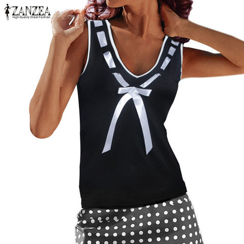 2017 Summer ZANZEA Women Tank Tops Casual Sleeveless Patchwork Blouses Shirts Fashion Elegant Ladies Blusas Top Plus Size