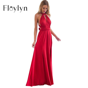 FLOYLYN Sexy Women Boho Maxi Club Dress Red Bandage Long Dress Party Multiway Bridesmaids Convertible Robe Longue Femme 2017