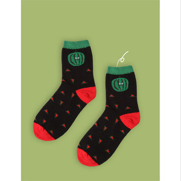 2017 cotton jacquard fruit socks women lovely striped avocado food socks dot point new design ukraine kawaii cute spring socks