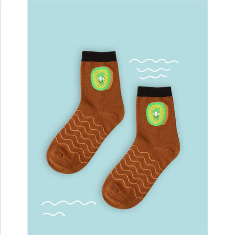 2017 cotton jacquard fruit socks women lovely striped avocado food socks dot point new design ukraine kawaii cute spring socks