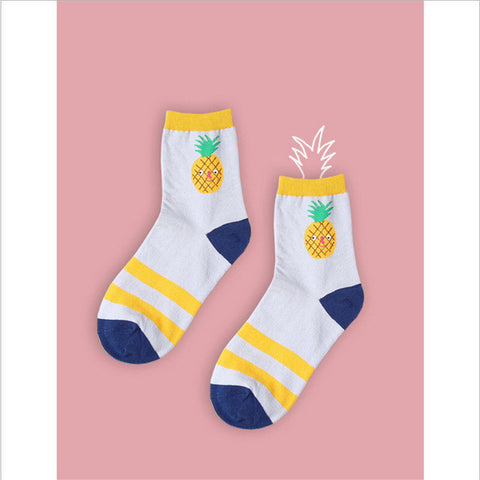 2017 cotton jacquard fruit socks women lovely striped avocado food socks dot point new design ukraine kawaii cute spring socks
