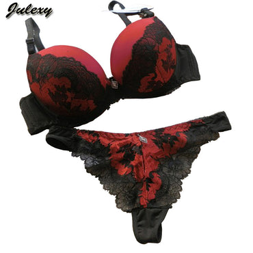 Julexy ABC 2017 Sexy Lace Women Push Up Bra Sets High Quality Bra Brief Sets French Romantic Intimate Underwear Panty Set