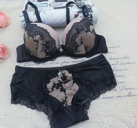 Julexy ABC 2017 Sexy Lace Women Push Up Bra Sets High Quality Bra Brief Sets French Romantic Intimate Underwear Panty Set
