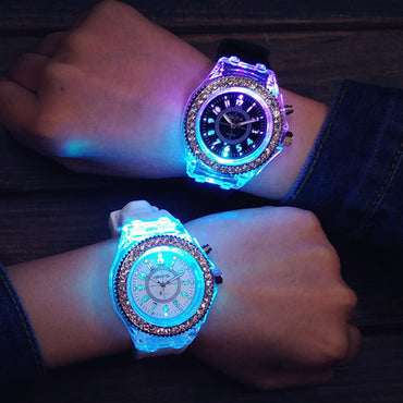 Luminous LED Children Watches Silicone Rubber Quartz Woman Man Wristwatch Glowing in the dark Bracelet Casual Clock for Kids
