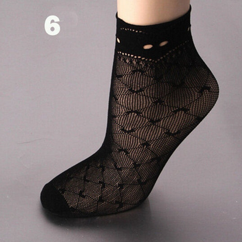 women summer sexy mesh silk socks for female ultrathin transparent nylon short socks with lace high elasticity