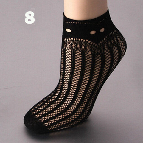 women summer sexy mesh silk socks for female ultrathin transparent nylon short socks with lace high elasticity