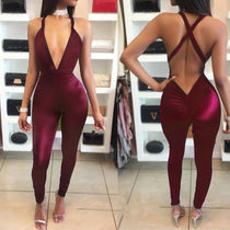 Yissang 2017 Women Summer Style Sexy Rompers Strap Deep V Backless Bandage Bodycon Pants Long Jumpsuits Macacao