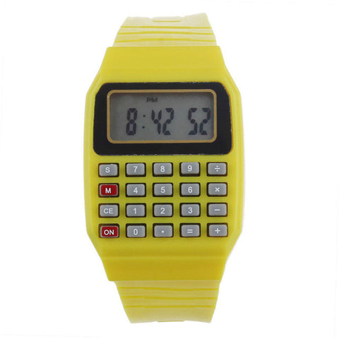 New Fashion Design Unisex Sport Watch Silicone Multi-Purpose Date Time Electronic Wrist Calculator Boys Girls Children Watch