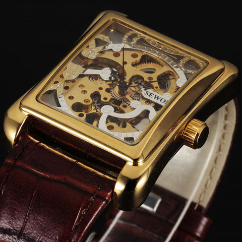 SEWOR Mechanical Watch montre homme Men Skeleton Watches Military Army Clock Sport Skeleton Mens Business Wristwatch Luxury Gift