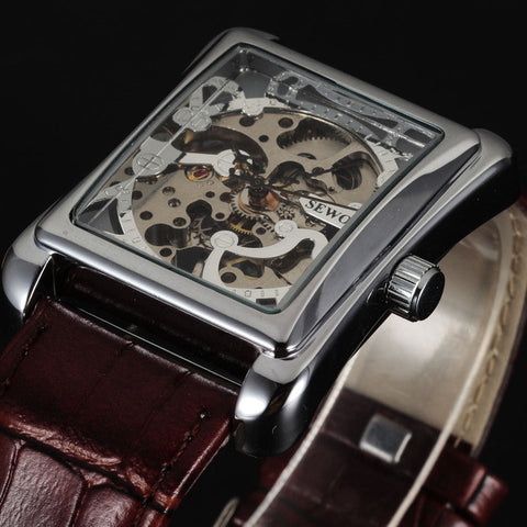 SEWOR Mechanical Watch montre homme Men Skeleton Watches Military Army Clock Sport Skeleton Mens Business Wristwatch Luxury Gift