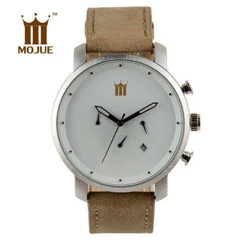 HOT 2017 Top MOJUE Brand Wristwatches Men's watch Fashion Leather Strap Sports Quartz Watch Waterproof Clock Dress Watches