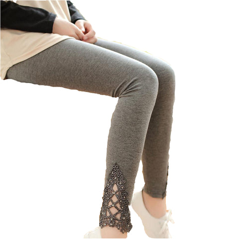 2016 summer thin leggings women cotton knitted legging hollow out Lace diamond print flower leggins section Mid waist pants K057