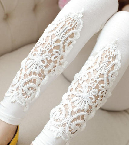 2016 summer thin leggings women cotton knitted legging hollow out Lace diamond print flower leggins section Mid waist pants K057