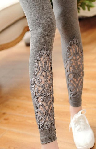 2016 summer thin leggings women cotton knitted legging hollow out Lace diamond print flower leggins section Mid waist pants K057