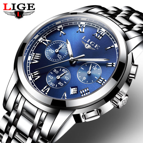 2017 New Watches Men Luxury Brand LIGE Chronograph Men Sports Watches Waterproof Full Steel Quartz Men's Watch Relogio Masculino