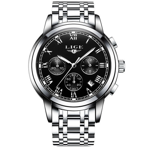 2017 New Watches Men Luxury Brand LIGE Chronograph Men Sports Watches Waterproof Full Steel Quartz Men's Watch Relogio Masculino