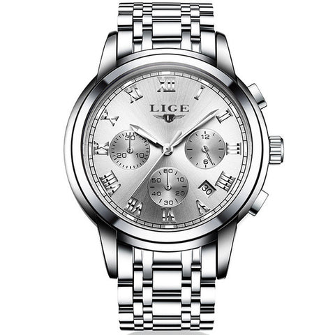2017 New Watches Men Luxury Brand LIGE Chronograph Men Sports Watches Waterproof Full Steel Quartz Men's Watch Relogio Masculino