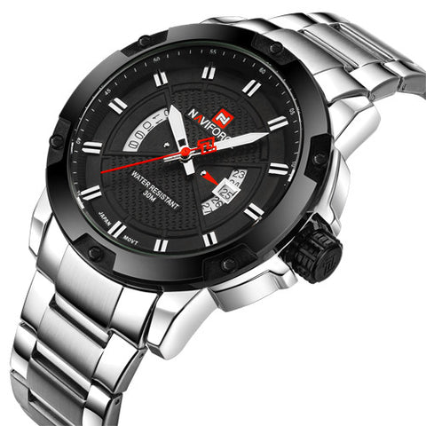 NAVIFORCE Top Brand Men's Silver Full Steel Quartz Wristwatches Business Date Waterproof Watches Men Clock Relogio Masculino